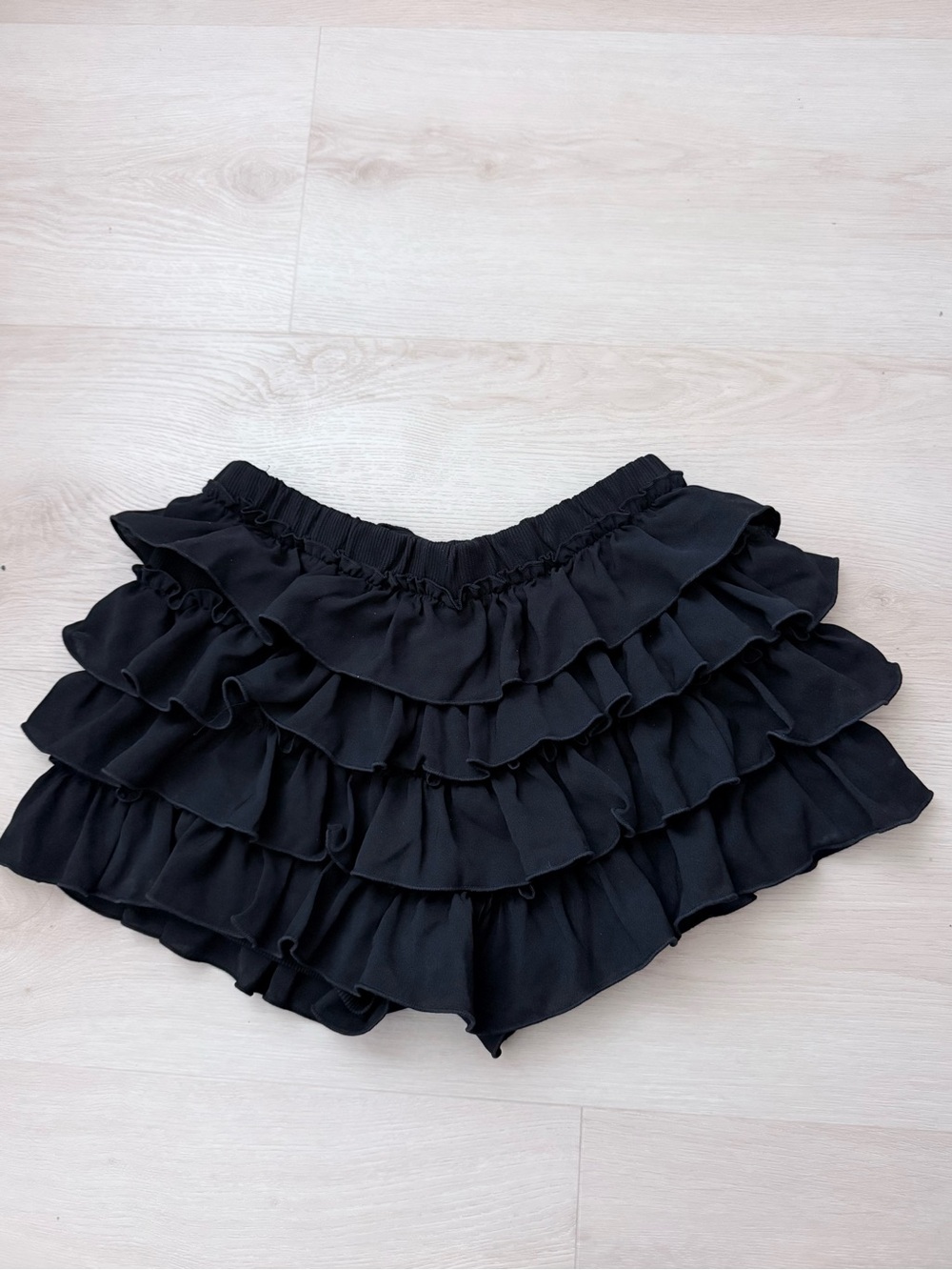 Black Ruffle Tiered Women's Short